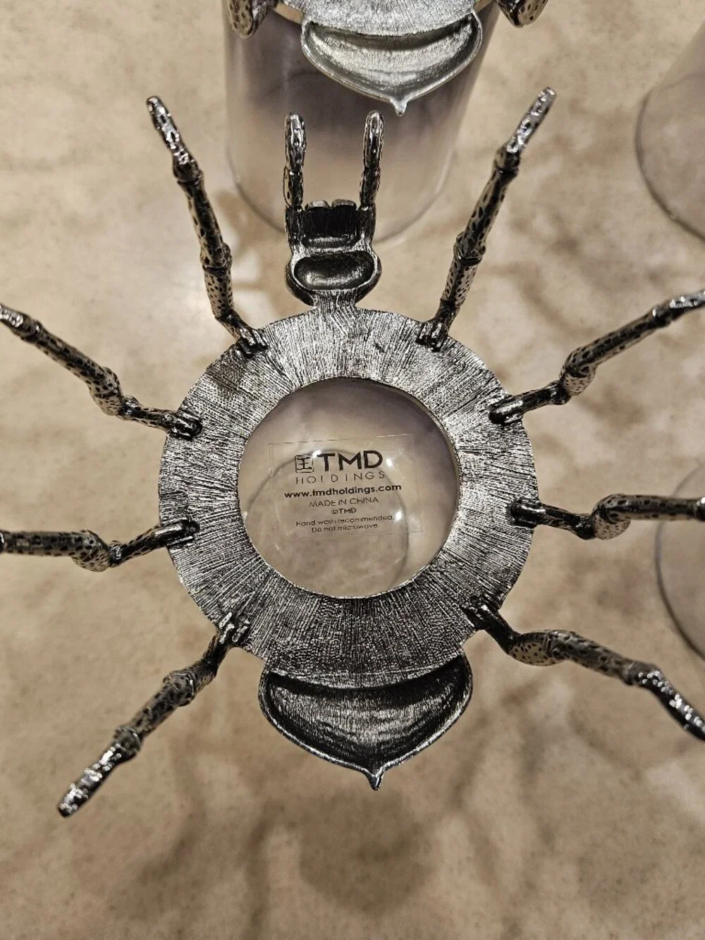 4 HALLOWEEN METAL SCARY SPIDER RED EYES WATER BAR GLASS GOBLET CANDLE HOLDER